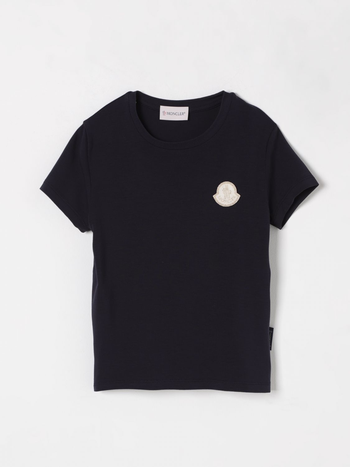 MONCLER T-SHIRT: T-shirt Moncler in cotone con logo , Blue Navy - Img 1