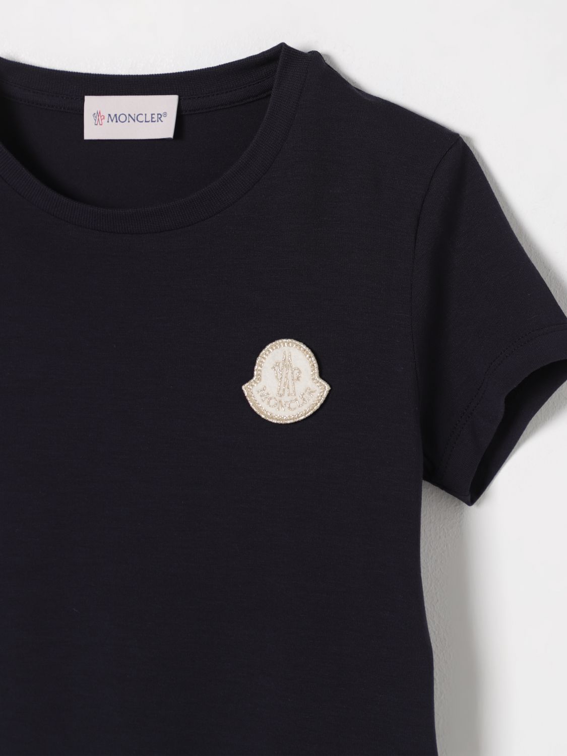 MONCLER T-SHIRT: T-shirt Moncler in cotone con logo , Blue Navy - Img 3