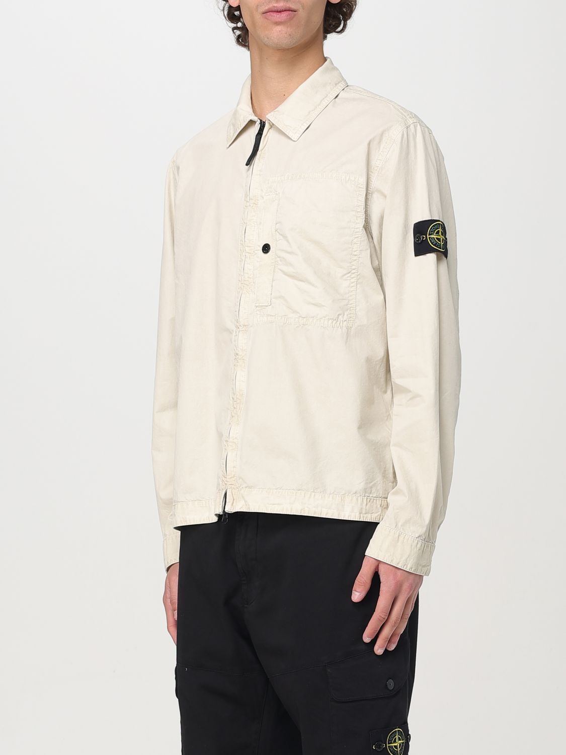 STONE ISLAND 衬衫: 衬衫 男士 Stone Island, 沙色 - Img 4