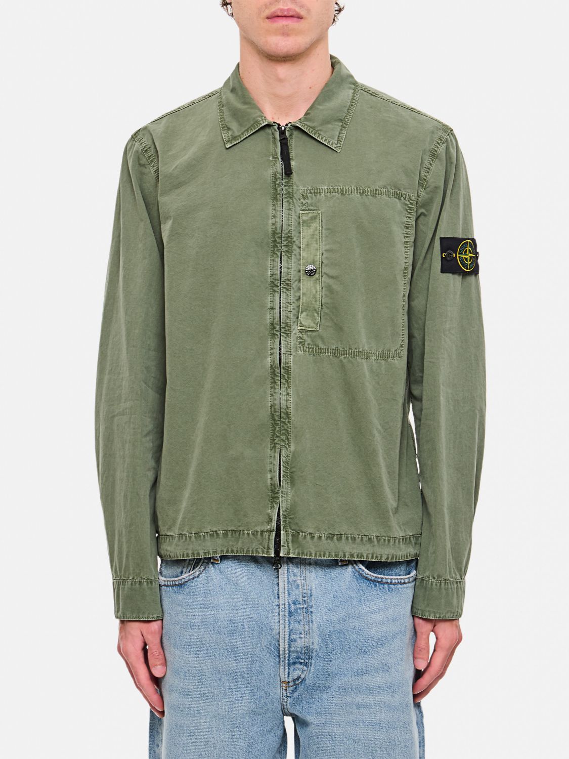 STONE ISLAND CHEMISE: Chemise homme Stone Island, Vert Mousse - Img 1