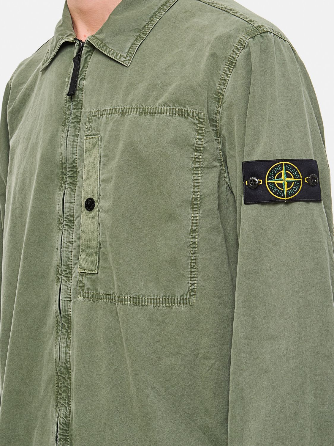 STONE ISLAND CHEMISE: Chemise homme Stone Island, Vert Mousse - Img 4