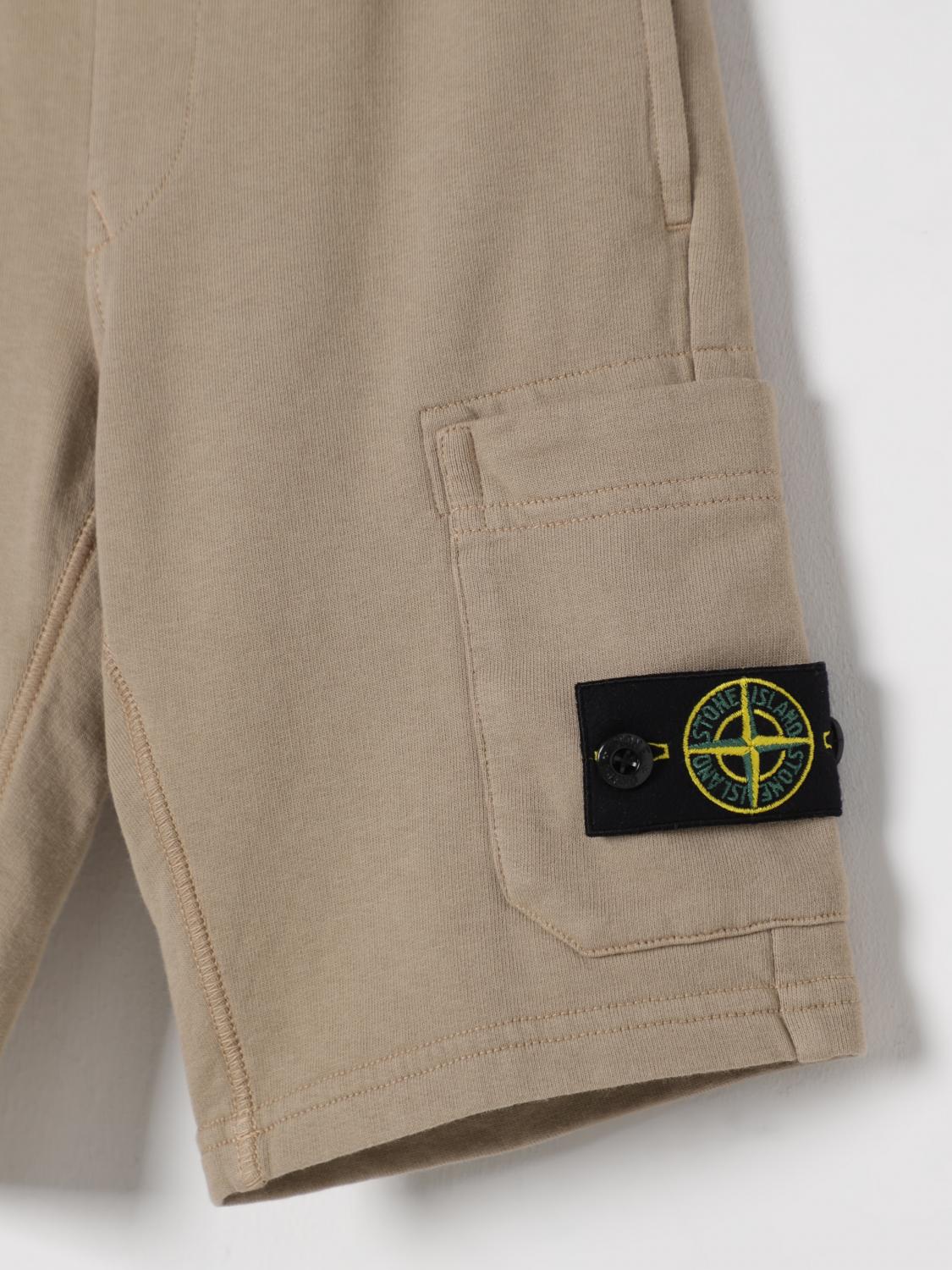 STONE ISLAND JUNIOR PANTALONCINO: Pantaloncino sportivo in cotone Stone Island Junior, Beige - Img 3