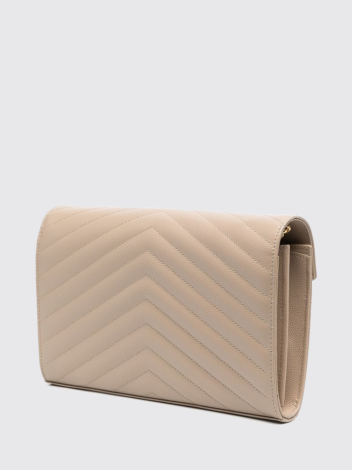 SAINT LAURENT BORSA MINI: Borsa Cassandre Saint Laurent in grain de poudre trapuntata chevron , Beige - Img 3
