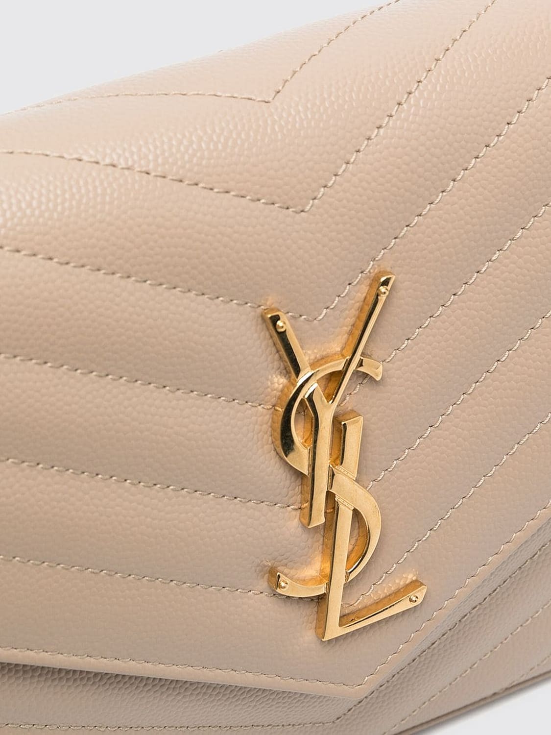 SAINT LAURENT BORSA MINI: Borsa Cassandre Saint Laurent in grain de poudre trapuntata chevron , Beige - Img 4