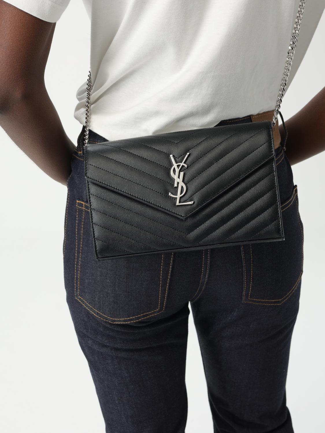 SAINT LAURENT BORSA MINI: Borsa Cassandre Saint Laurent in grain de poudre trapuntata chevron , Nero - Img 2