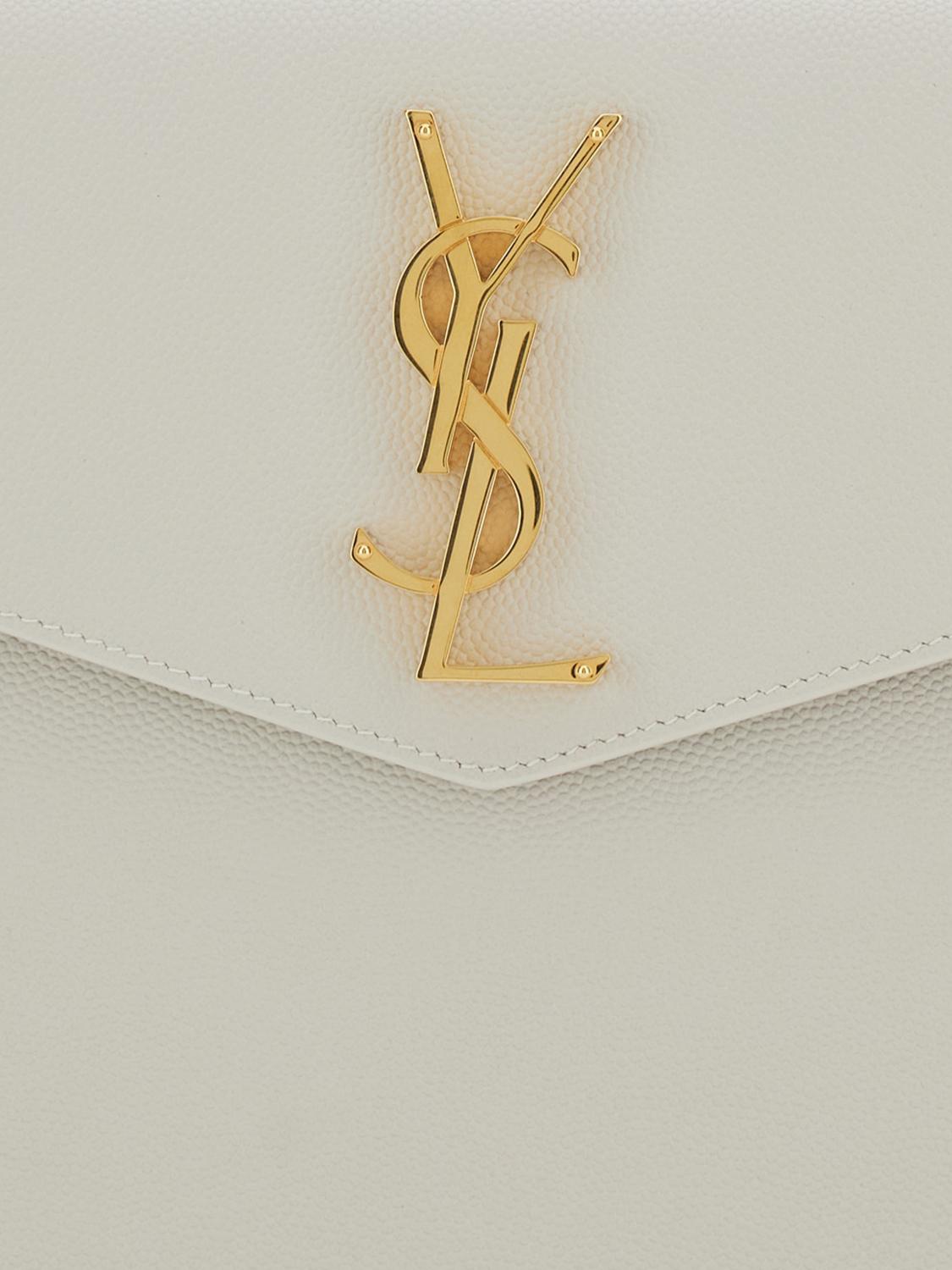 SAINT LAURENT CLUTCH: Pochette Saint Laurent in pelle grain de poudre, Panna - Img 3
