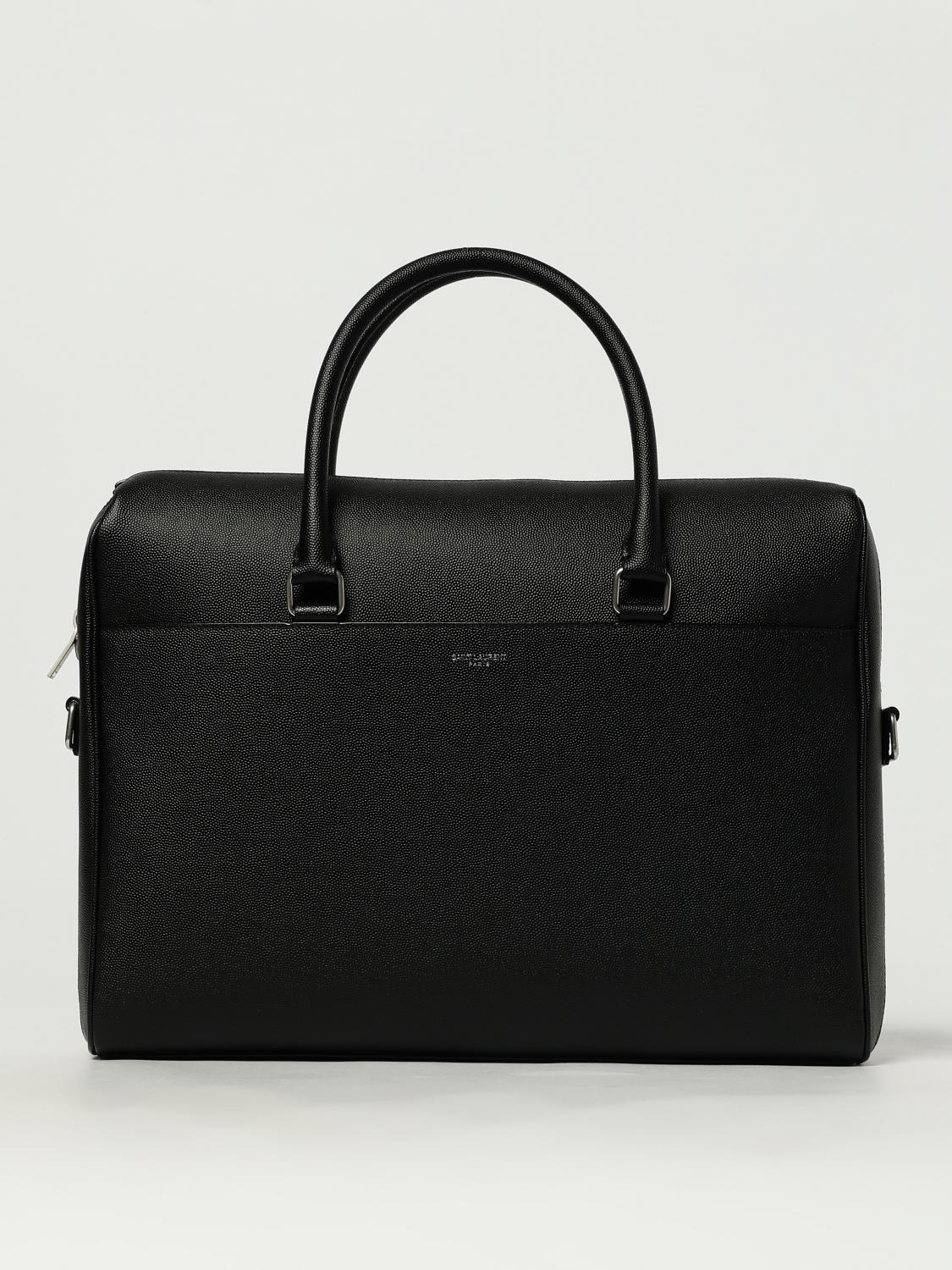 SAINT LAURENT BORSA: Borsa da lavoro Saint Laurent in pelle grain de poudre, Nero - Img 1