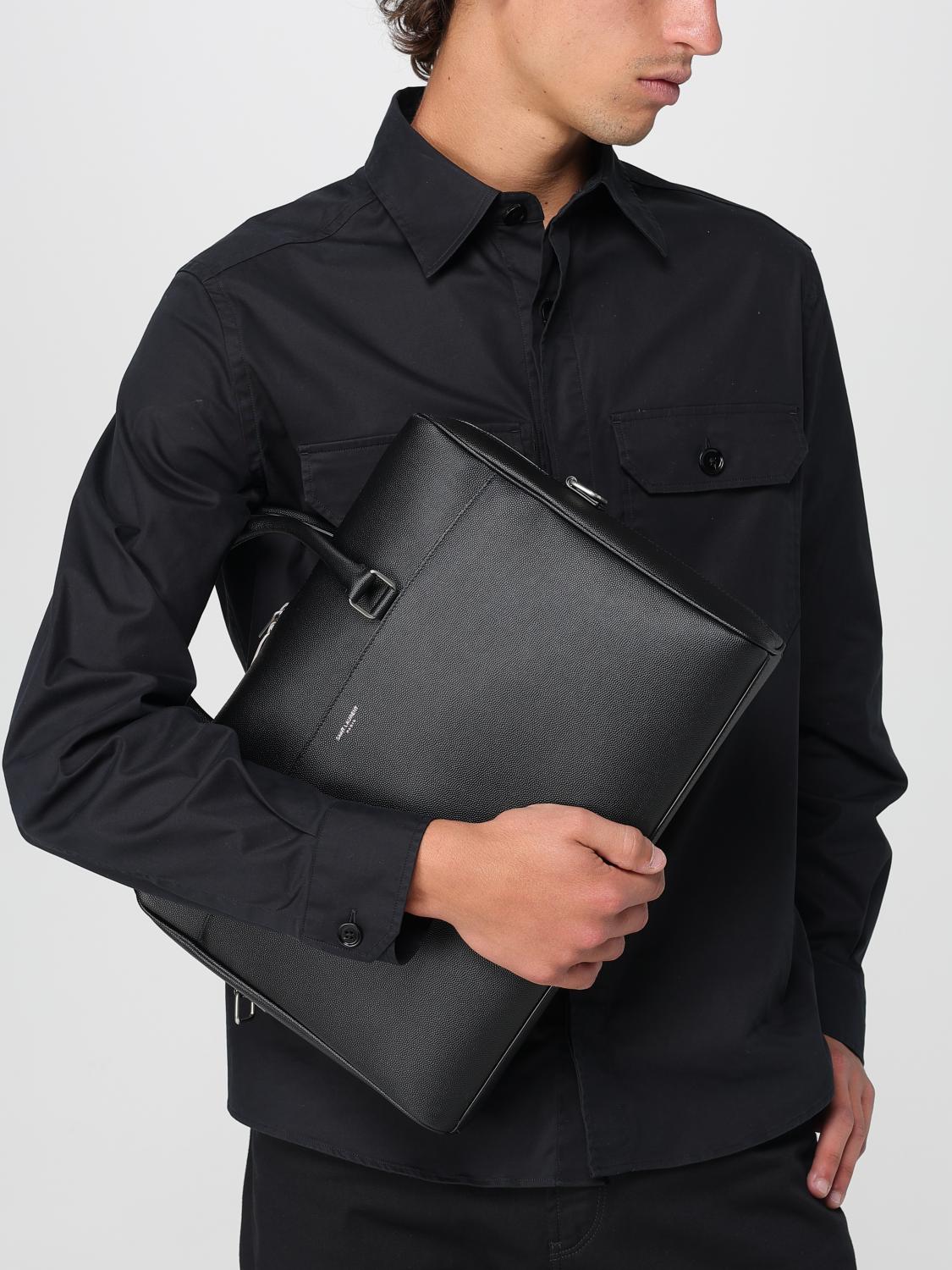 SAINT LAURENT BORSA: Borsa da lavoro Saint Laurent in pelle grain de poudre, Nero - Img 2