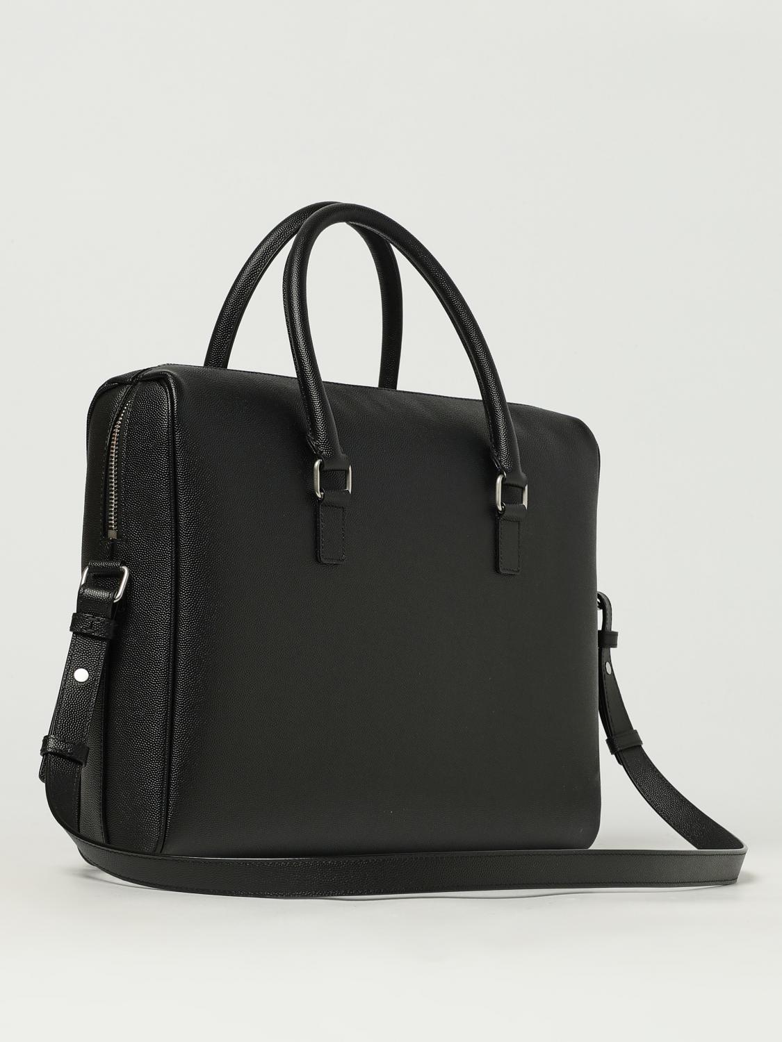 SAINT LAURENT BORSA: Borsa da lavoro Saint Laurent in pelle grain de poudre, Nero - Img 3