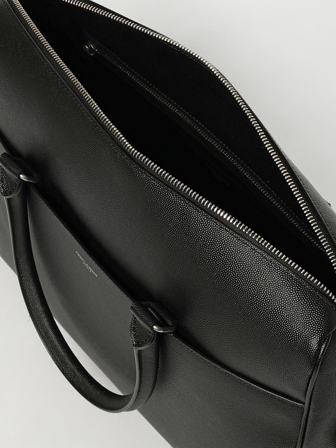 SAINT LAURENT BORSA: Borsa da lavoro Saint Laurent in pelle grain de poudre, Nero - Img 5
