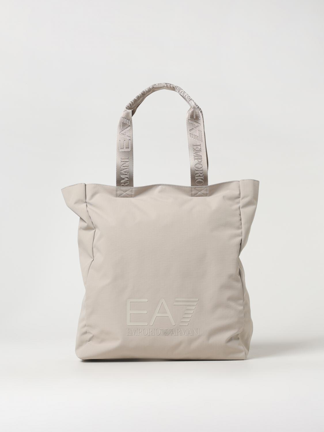 EA7 BORSA TOTE: Borsa EA7 in nylon con stampa logo , Beige - Img 1