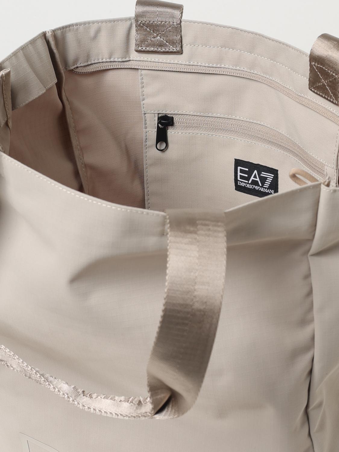 EA7 BORSA TOTE: Borsa EA7 in nylon con stampa logo , Beige - Img 3