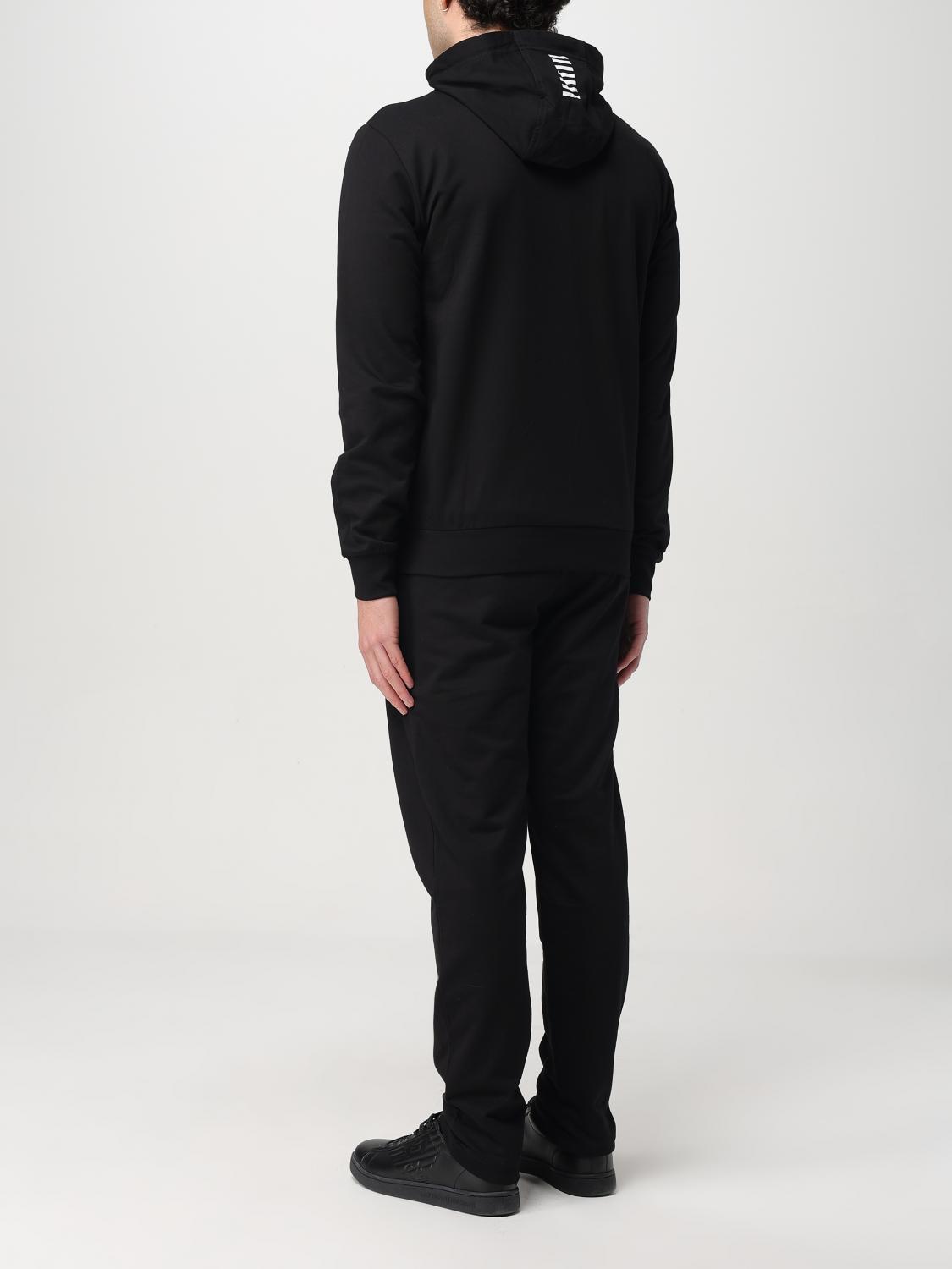 EA7 FORMAL CLOTHES: EA7 cotton hoodie + sweatpants set with logo, Black - Img 3