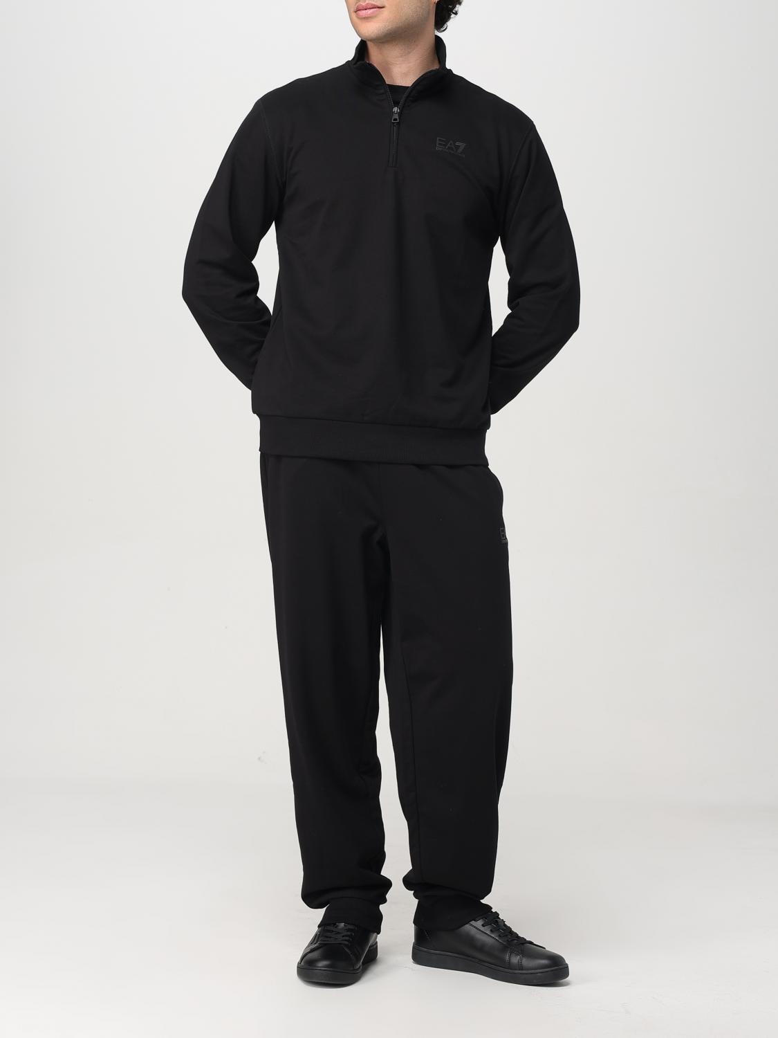 EA7 FORMAL CLOTHES: EA7 cotton hoodie + sweatpants with logo , Black - Img 2