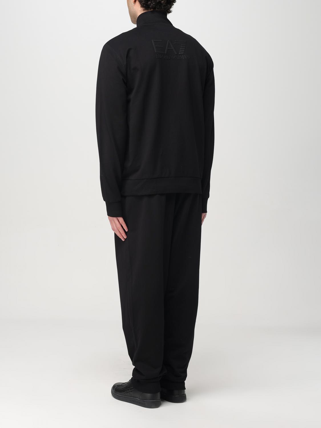 EA7 FORMAL CLOTHES: EA7 cotton hoodie + sweatpants with logo , Black - Img 3