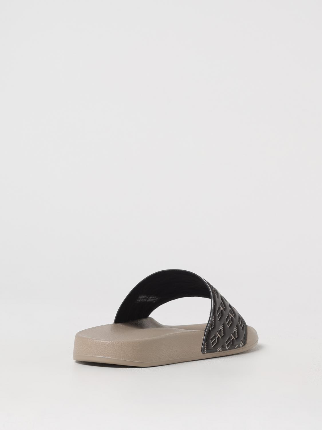 EA7 SANDALI: Sliders EA7 in gomma con logo all over , Beige - Img 3