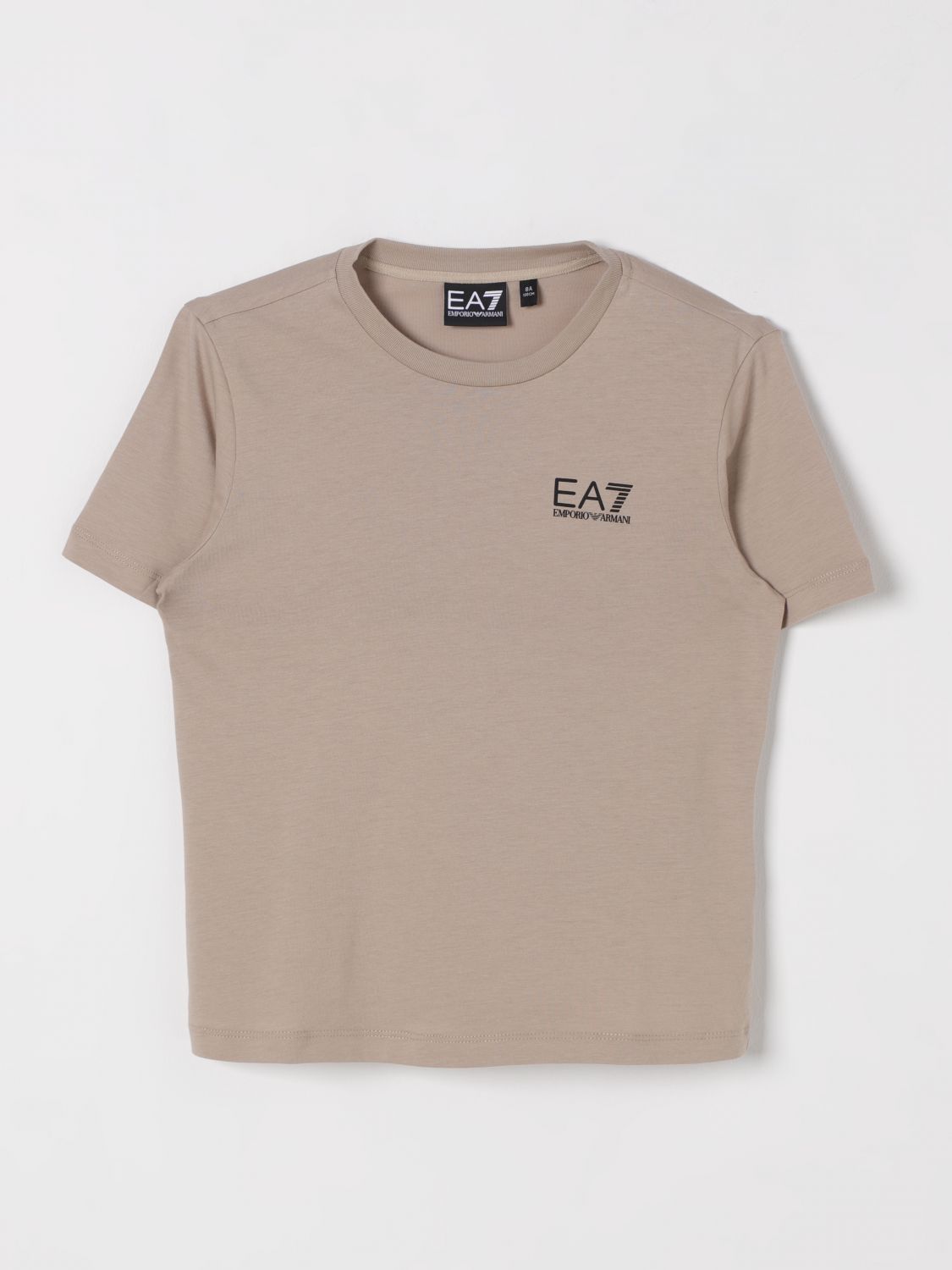 EA7 T-SHIRT: T-shirt in cotone con mini logo EA7, Beige - Img 1