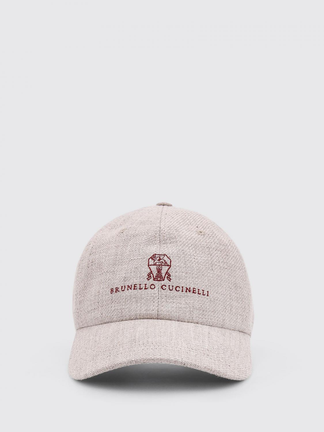 BRUNELLO CUCINELLI CAPPELLO: Cappello Brunello Cucinelli in misto lino con logo ricamato , Grigio 1 - Img 1