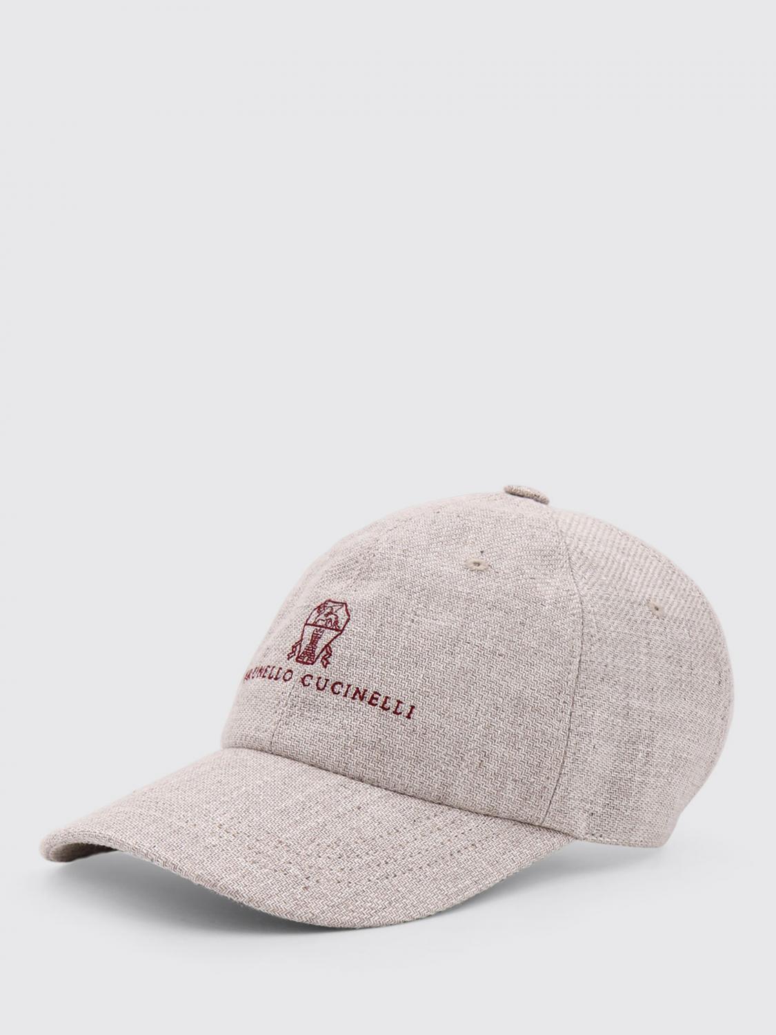 BRUNELLO CUCINELLI CAPPELLO: Cappello Brunello Cucinelli in misto lino con logo ricamato , Grigio 1 - Img 2