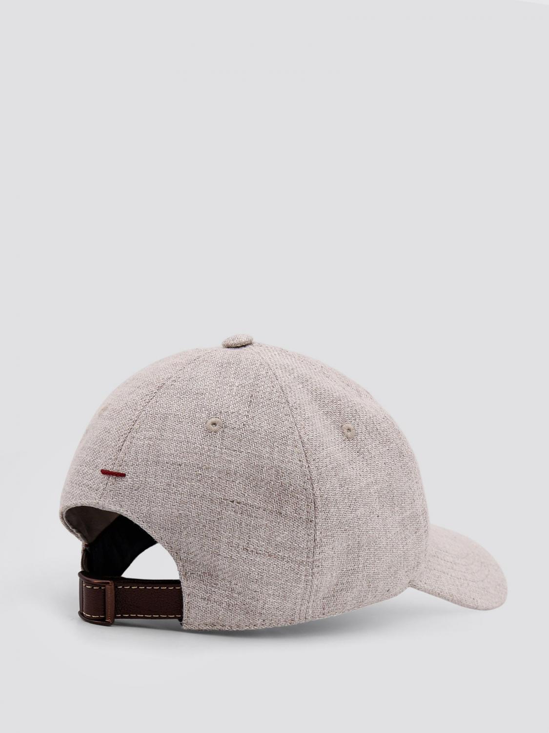 BRUNELLO CUCINELLI CAPPELLO: Cappello Brunello Cucinelli in misto lino con logo ricamato , Grigio 1 - Img 3