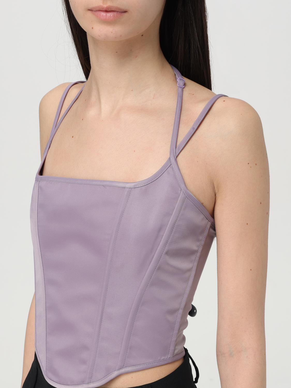 PINKO TOP: Top bustier Pinko in crêpe, Lilla - Img 3