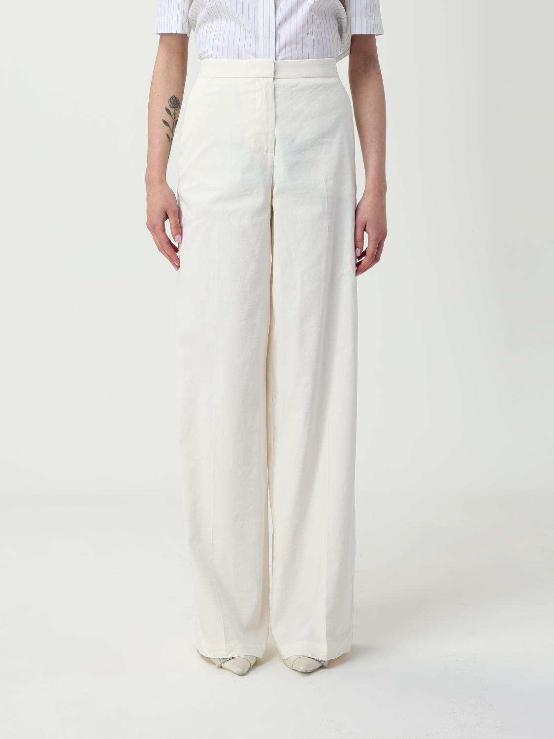 PINKO PANTALONI: Pantalone Pinko in misto lino , Bianco - Img 1