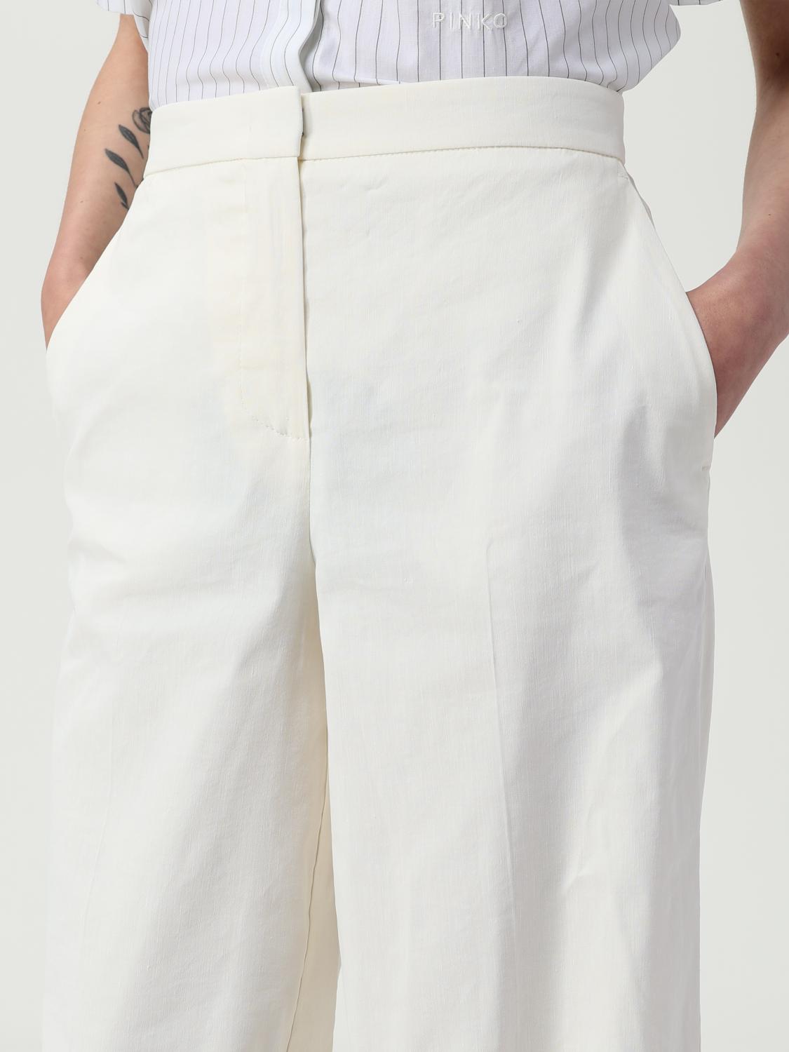PINKO PANTALONI: Pantalone Pinko in misto lino , Bianco - Img 3