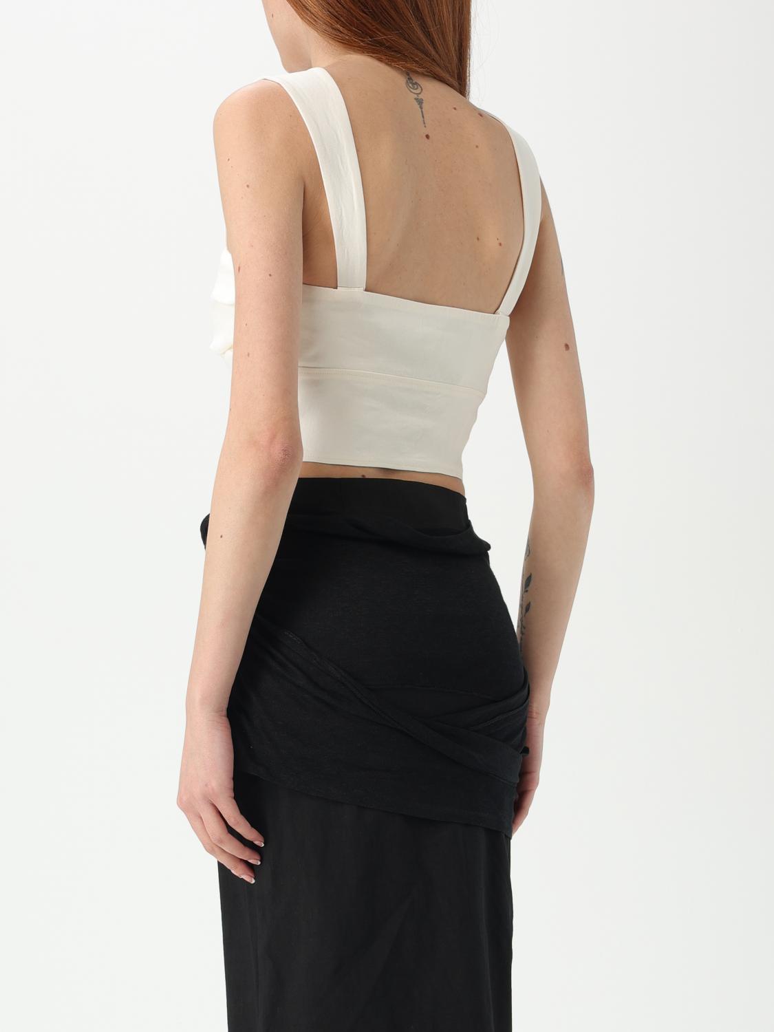 PINKO TOP: Top cropped Pinko in misto lino , Bianco - Img 2