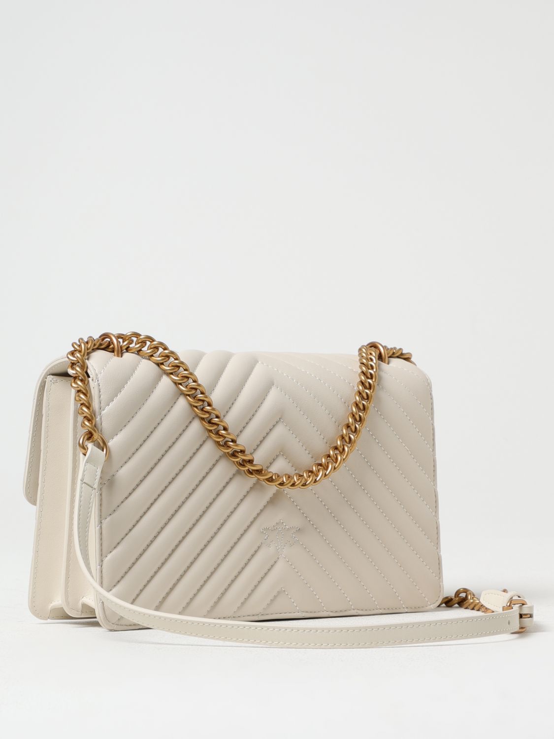 PINKO BORSA A SPALLA: Borsa Love Classic Pinko in nappa trapuntata chevron , Bianco - Img 2