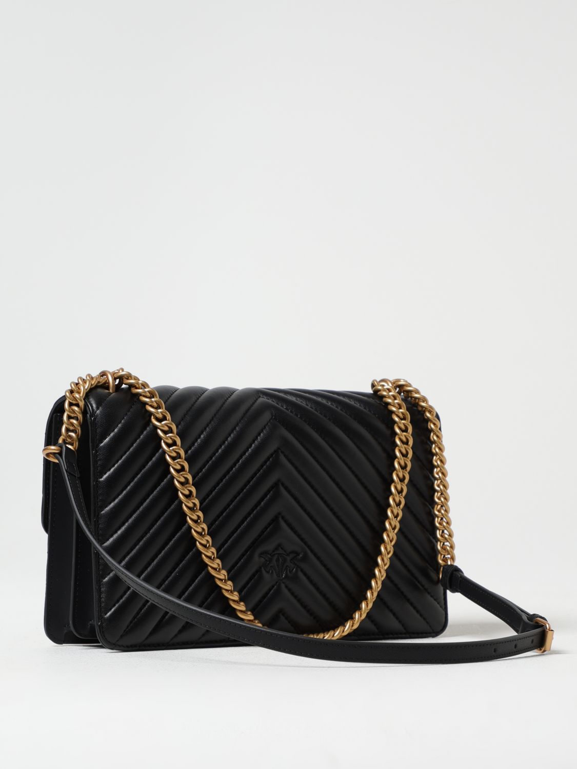 PINKO BORSA A SPALLA: Borsa Love Classic Pinko in nappa trapuntata chevron , Nero - Img 2