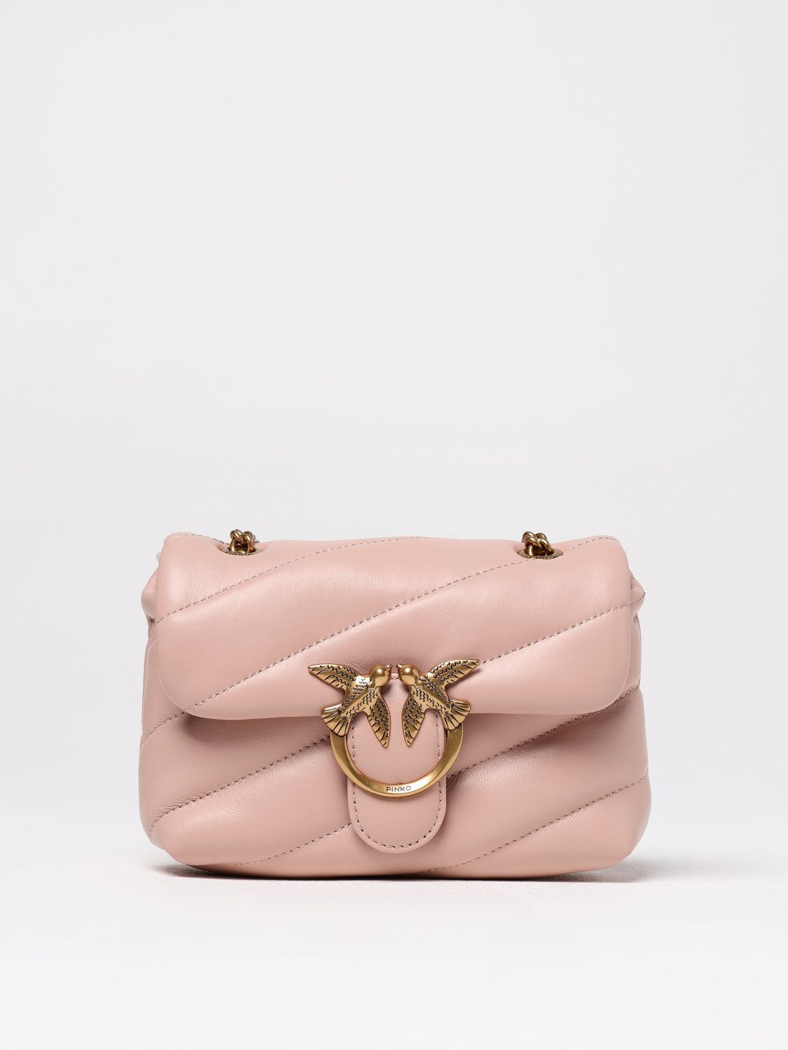 PINKO BORSA MINI: Borsa Love Puff Baby Pinko in nappa trapuntata , Cipria - Img 1