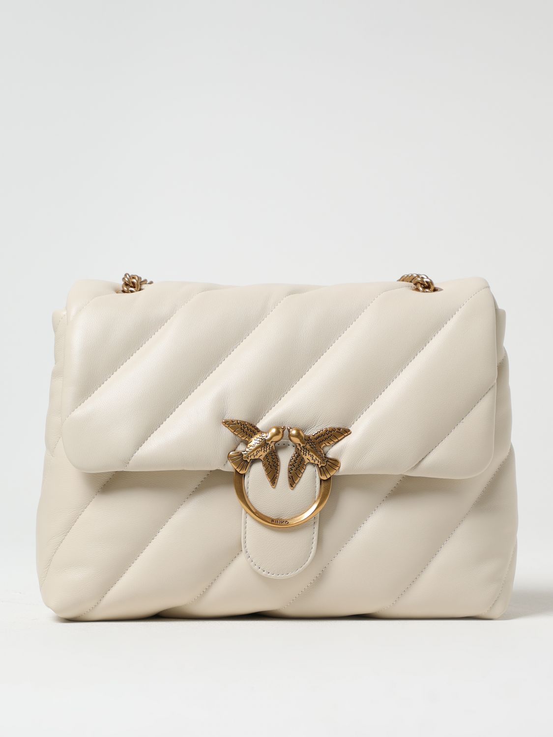 PINKO BORSA A SPALLA: Borsa Love Puff Pinko in nappa trapuntata , Bianco - Img 1