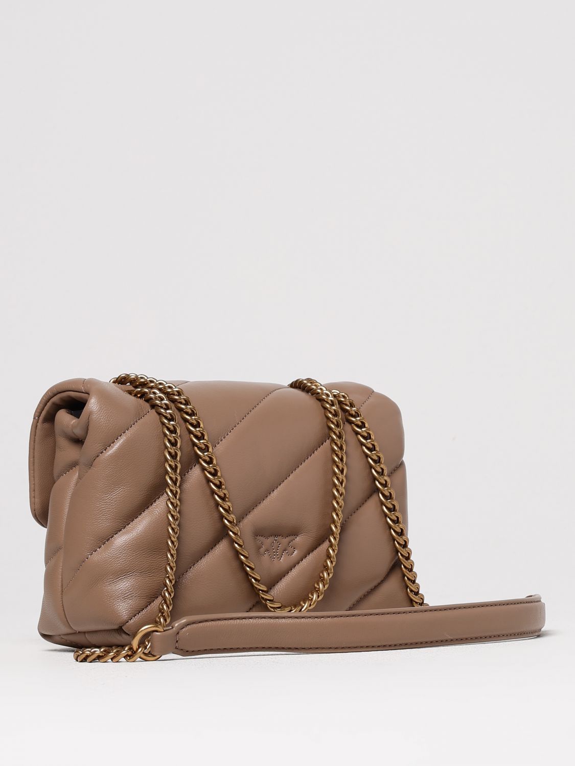 PINKO BORSA MINI: Borsa Love Puff Mini Pinko in nappa trapuntata , Marrone - Img 2