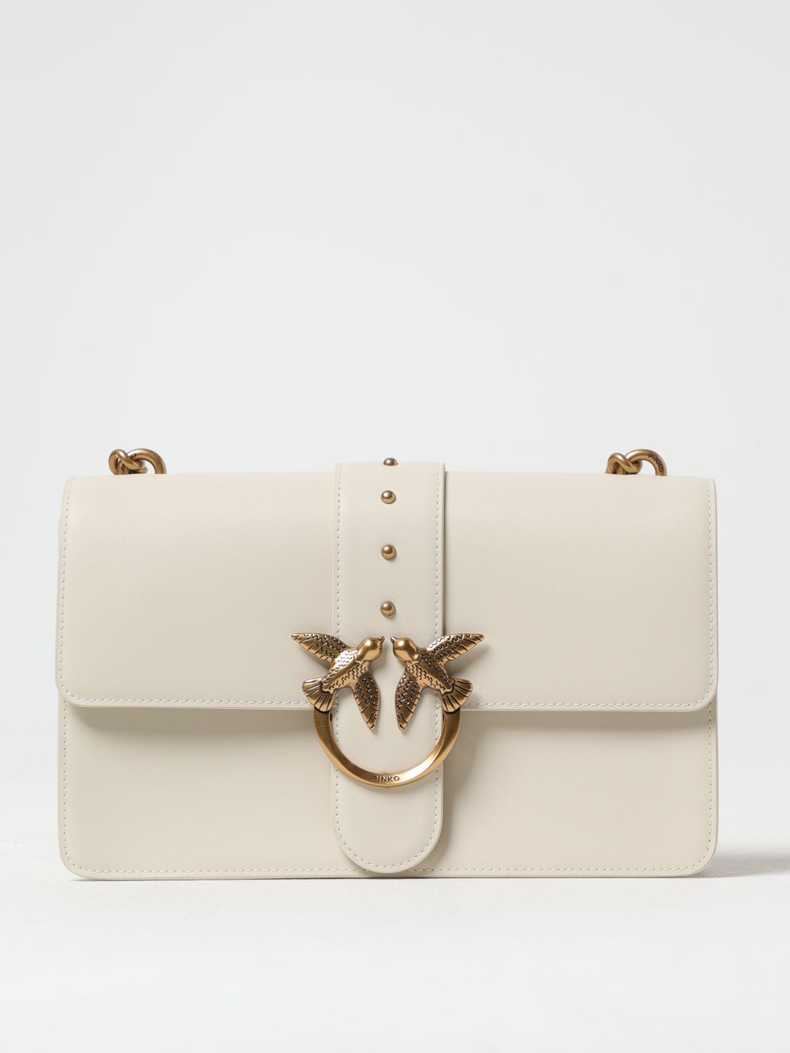 PINKO BORSA A SPALLA: Borsa Love Classic Pinko in pelle , Bianco - Img 1