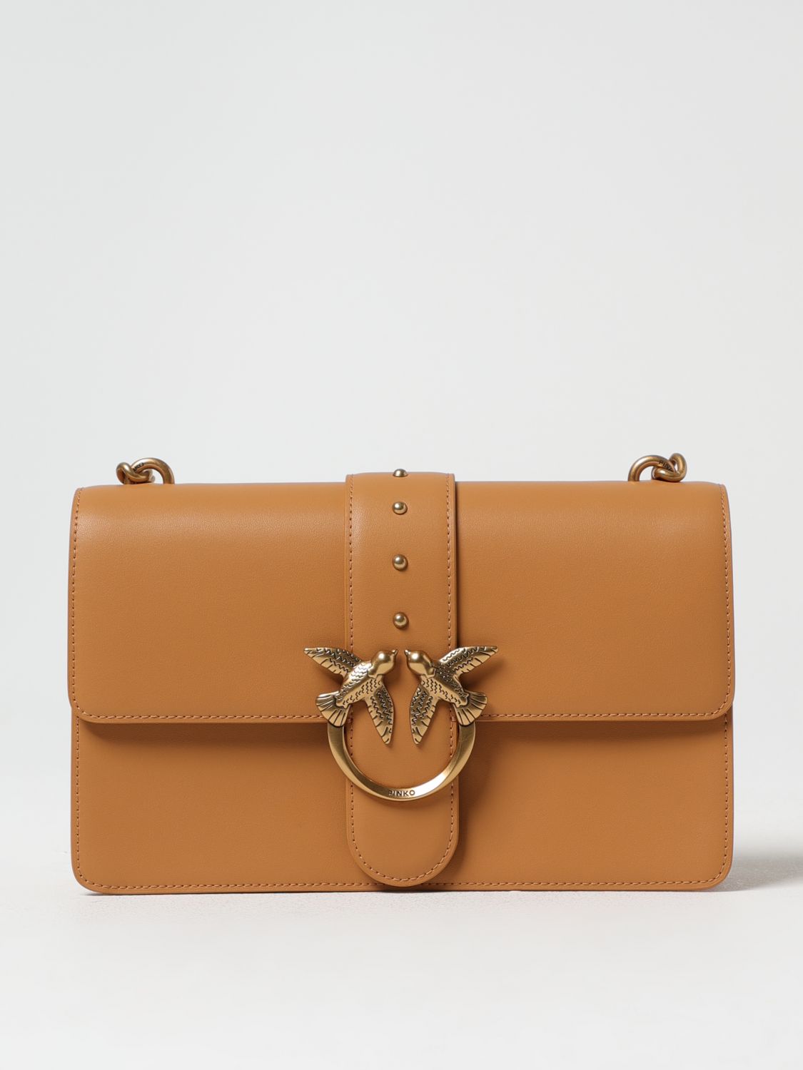 PINKO BORSA A SPALLA: Borsa Love Classic Pinko in pelle , Marrone - Img 1