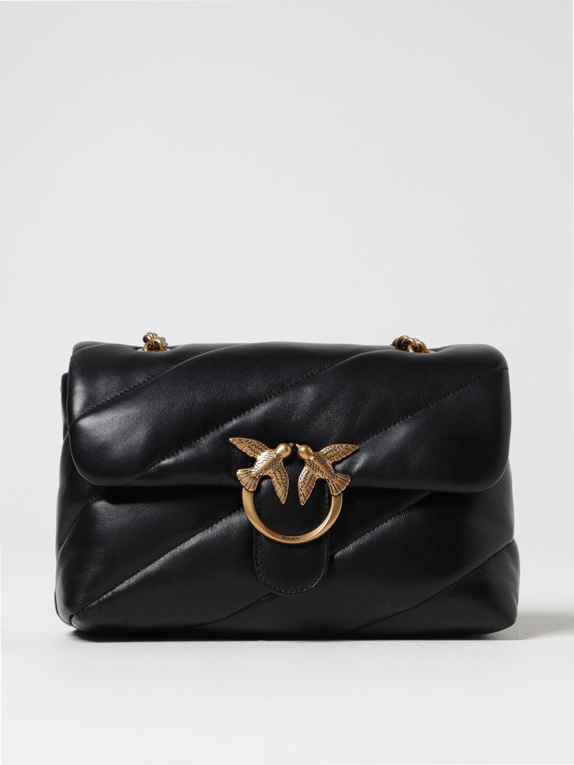 PINKO BORSA A SPALLA: Borsa Love Puff Pinko in nappa trapuntata , Nero - Img 1