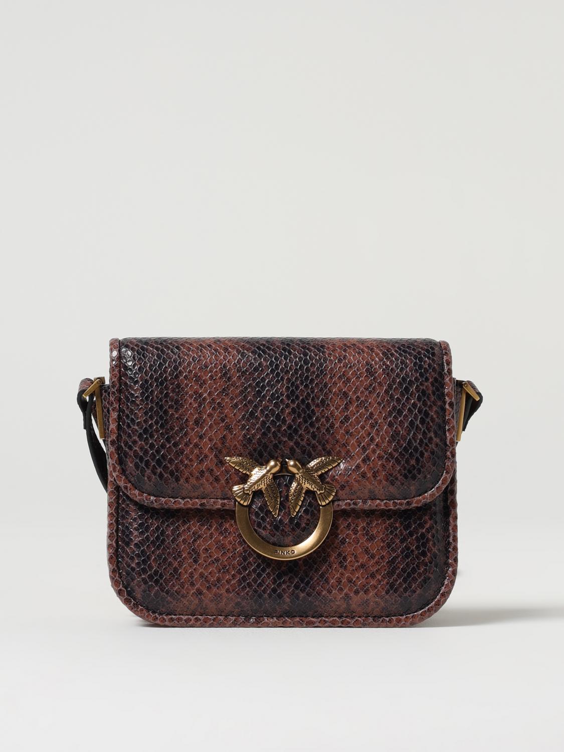 PINKO BORSA A TRACOLLA: Borsa a spalla piccola Love Bag stampa rettile Pinko, Moro - Img 1