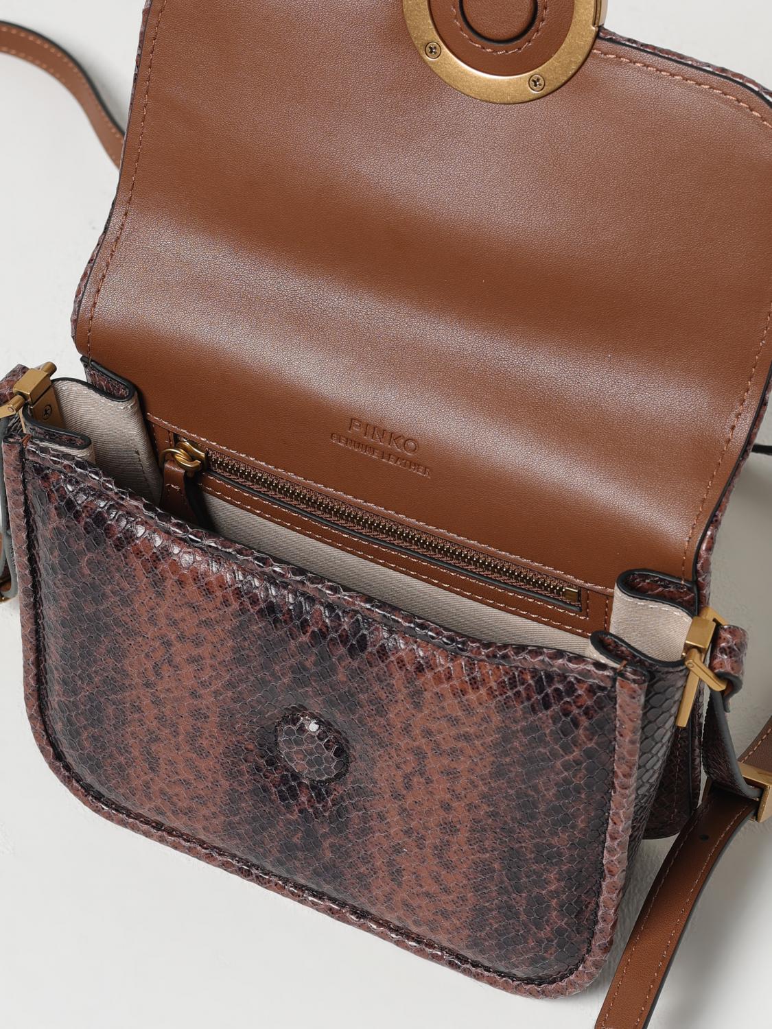 PINKO BORSA A TRACOLLA: Borsa a spalla piccola Love Bag stampa rettile Pinko, Moro - Img 3