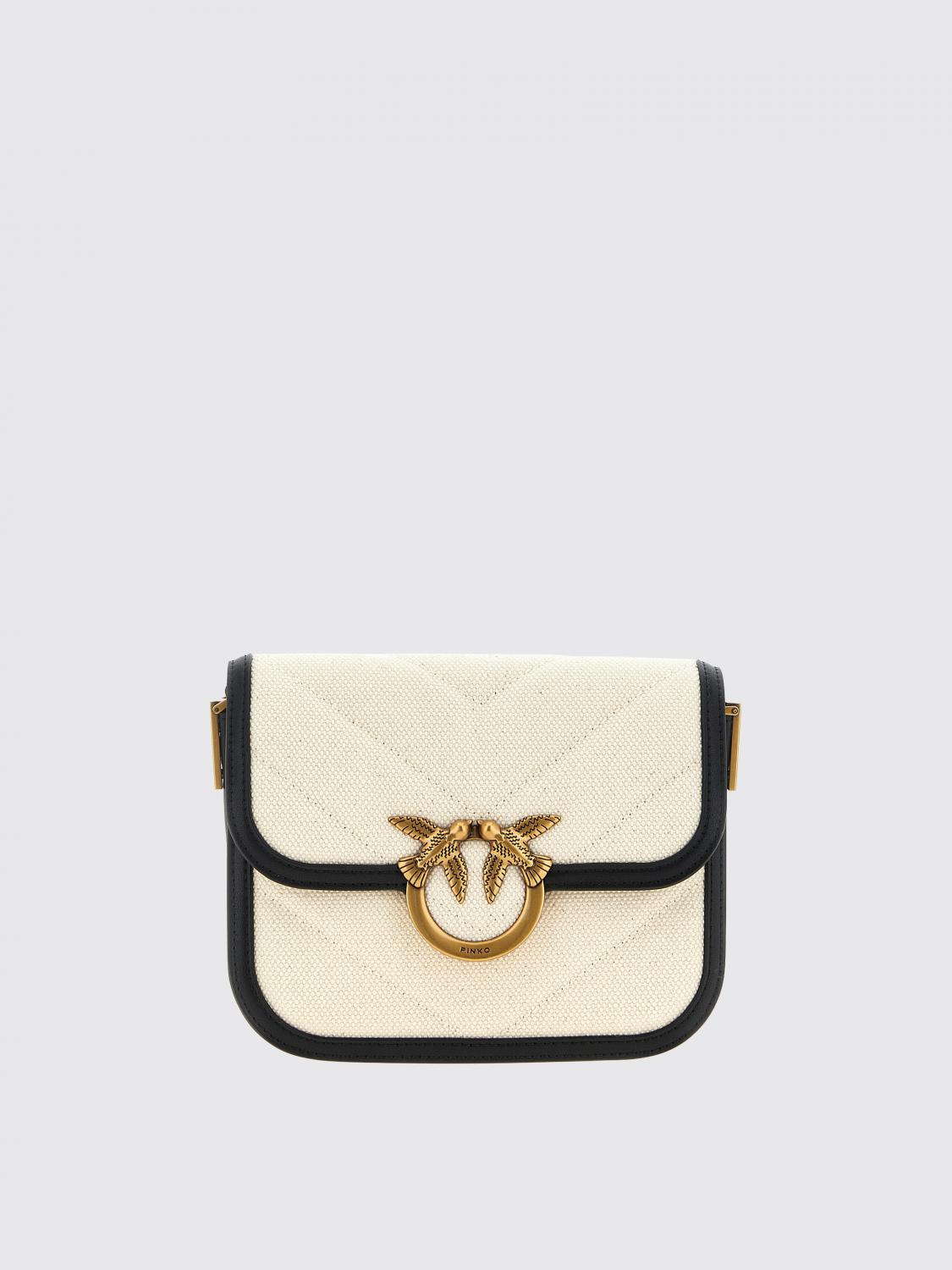 PINKO BORSA A TRACOLLA: Borsa a spalla piccola Love Bag in canvas e pelle Pinko, Nero - Img 1