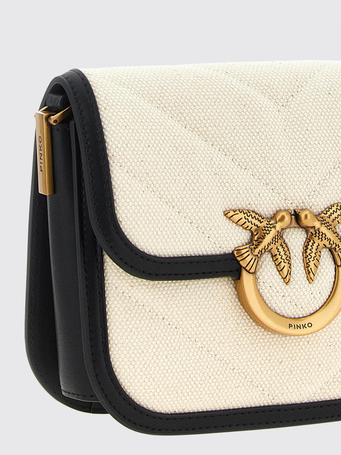PINKO BORSA A TRACOLLA: Borsa a spalla piccola Love Bag in canvas e pelle Pinko, Nero - Img 3