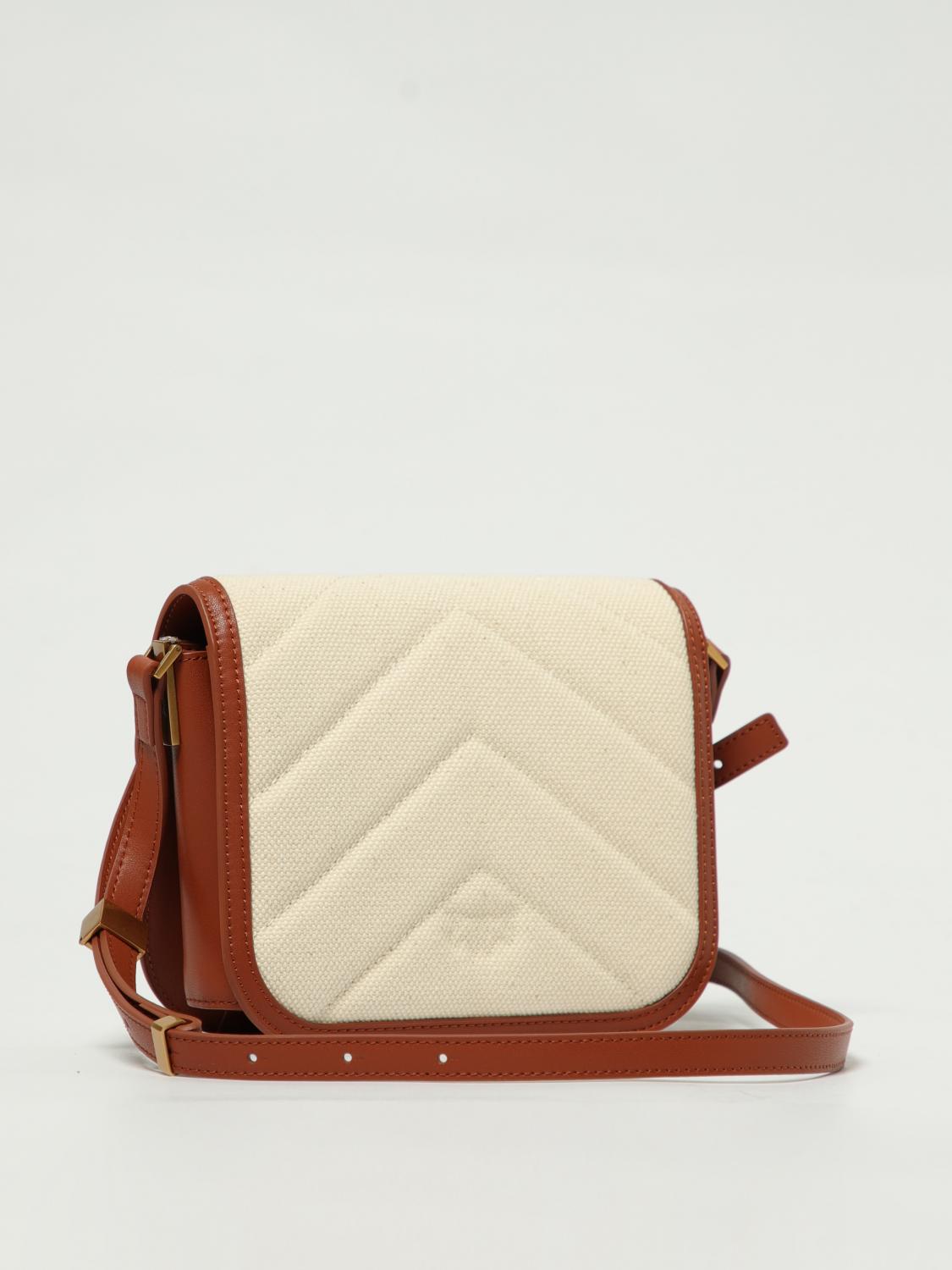PINKO BORSA A TRACOLLA: Borsa a spalla piccola Love Bag in canvas e pelle Pinko, Beige - Img 2