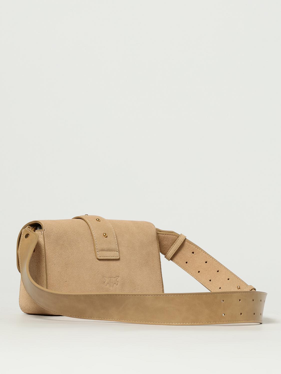 PINKO BORSA A TRACOLLA: Borsa a spalla Mini Love Bag Slouchy in pelle nuvolata, Beige - Img 2