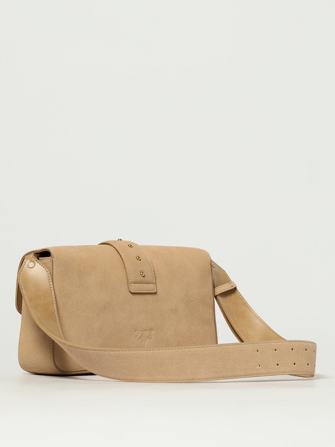 PINKO BORSA A TRACOLLA: Borsa a spalla Love Bag Slouchy in pelle nuvolata, Beige - Img 2