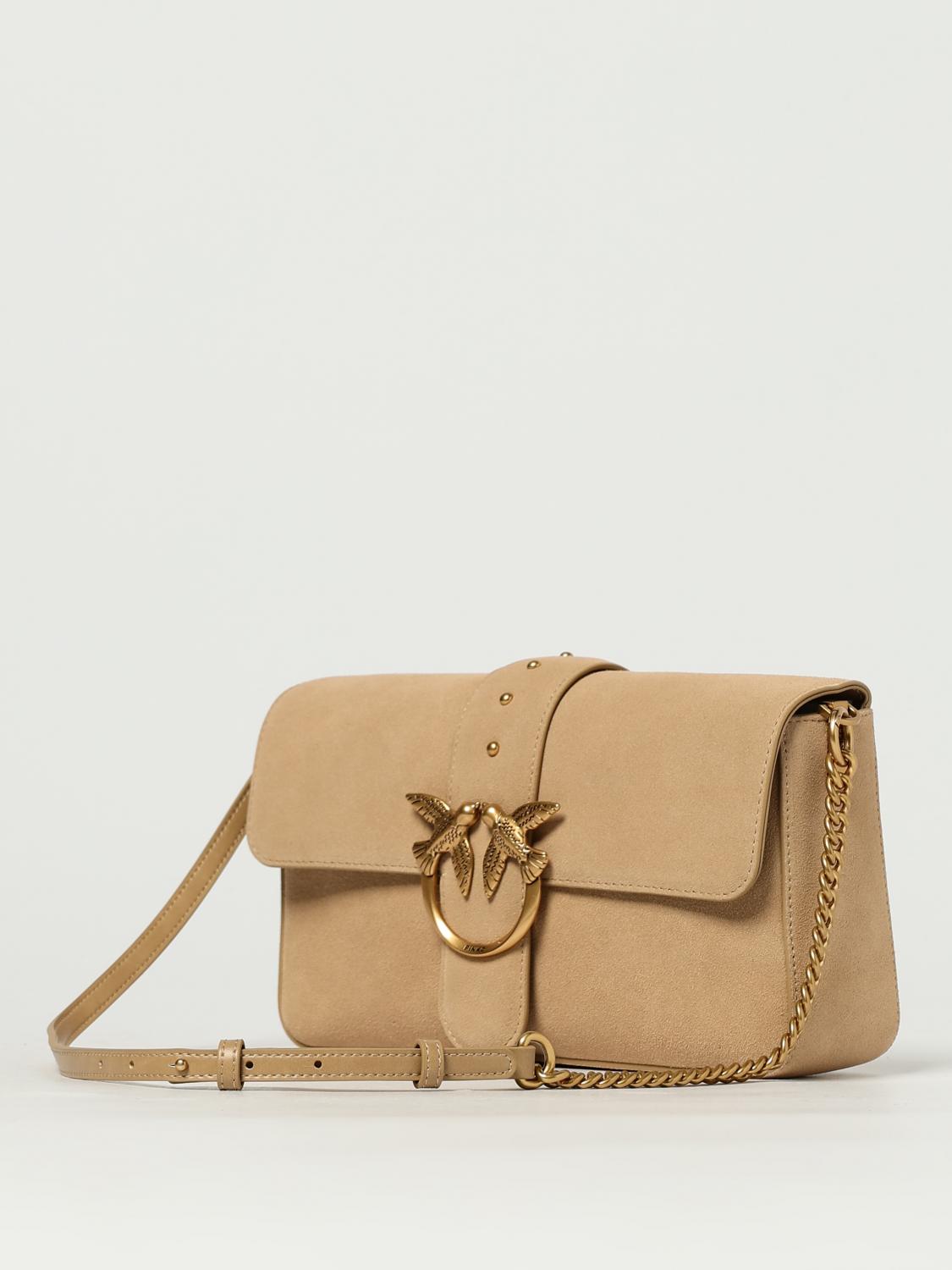 PINKO BORSA A TRACOLLA: Borsa a spalla Love Bag Slouchy in pelle nuvolata, Beige - Img 3