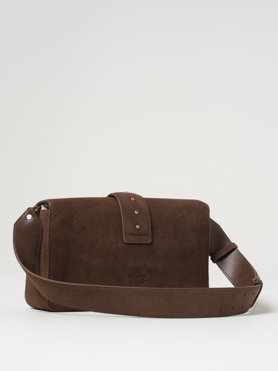 PINKO BORSA A TRACOLLA: Borsa a spalla Love Bag Slouchy in pelle nuvolata, Marrone - Img 2