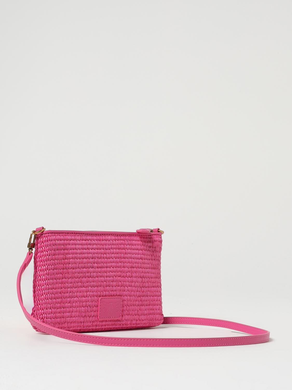PINKO BORSA A TRACOLLA: Borsa in rafia crochet con tracolla rimovibile Pinko, Fuxia - Img 2