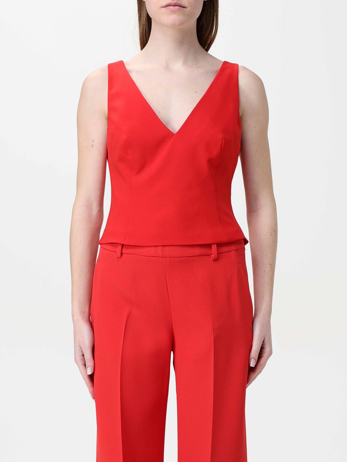 H COUTURE TOP: Top a v H Couture in poliestere, Rosso - Img 1