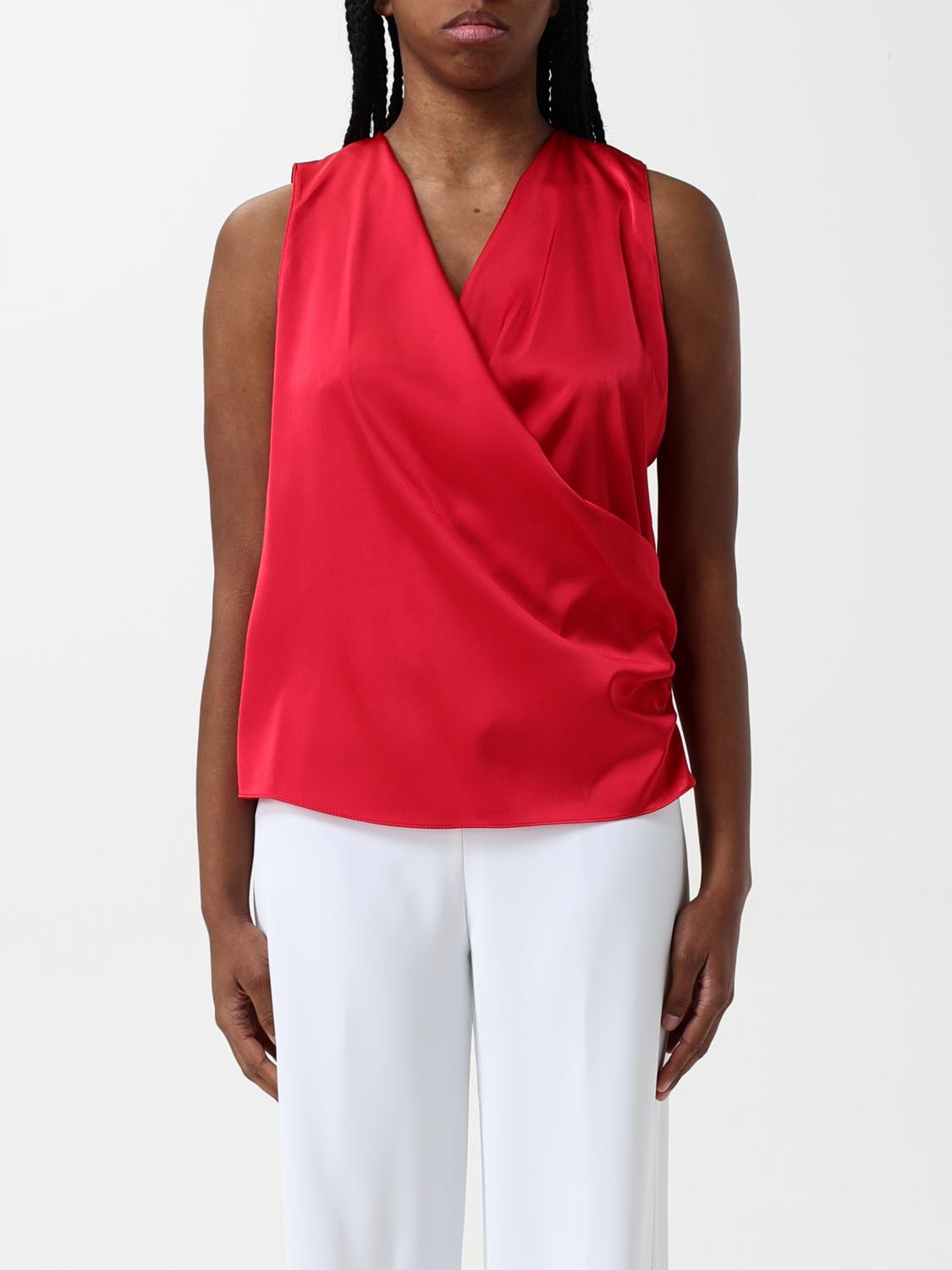 H COUTURE TOP: Blusa H Couture in crêpe , Rosso - Img 1