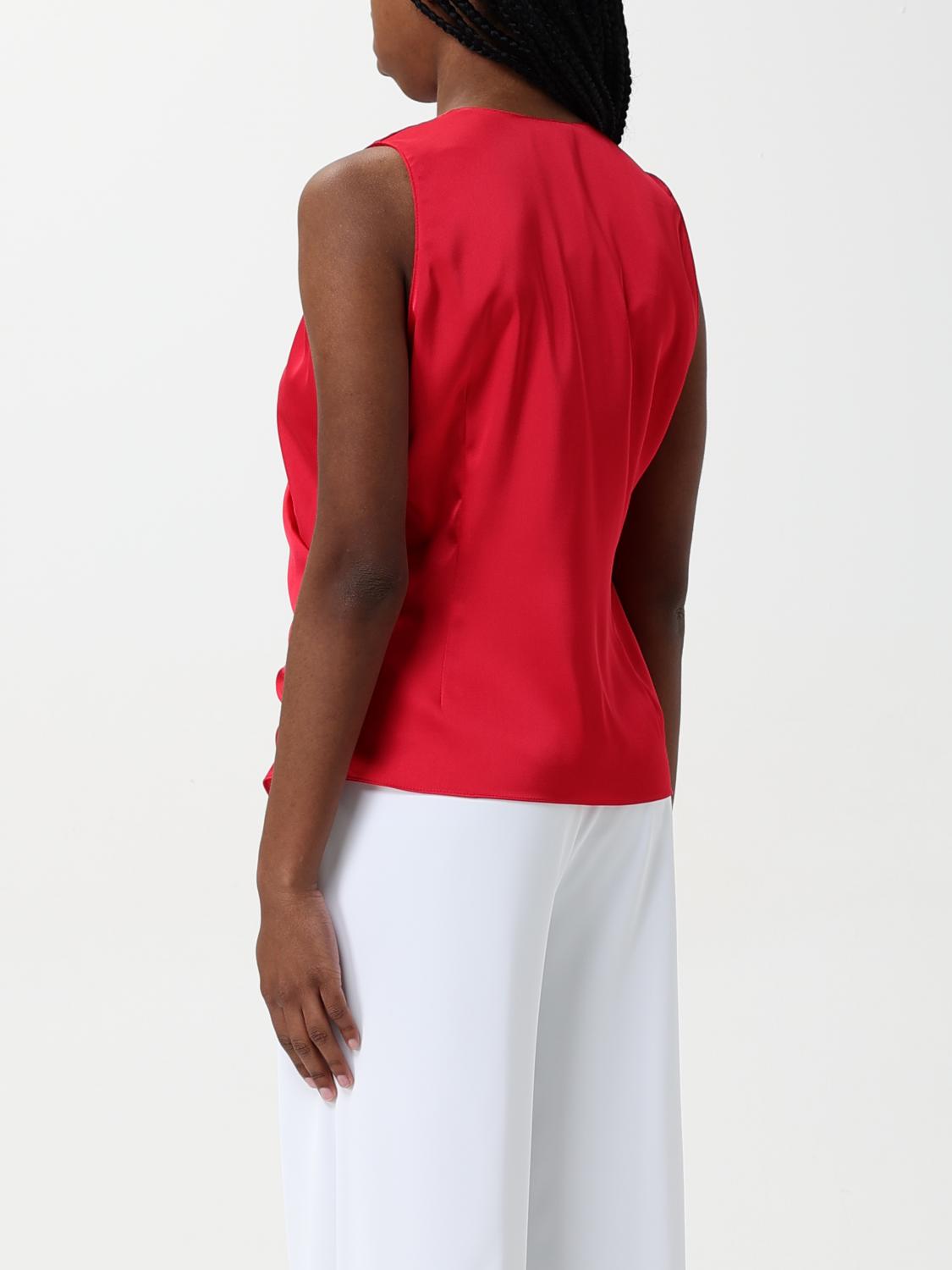 H COUTURE TOP: Blusa H Couture in crêpe , Rosso - Img 2