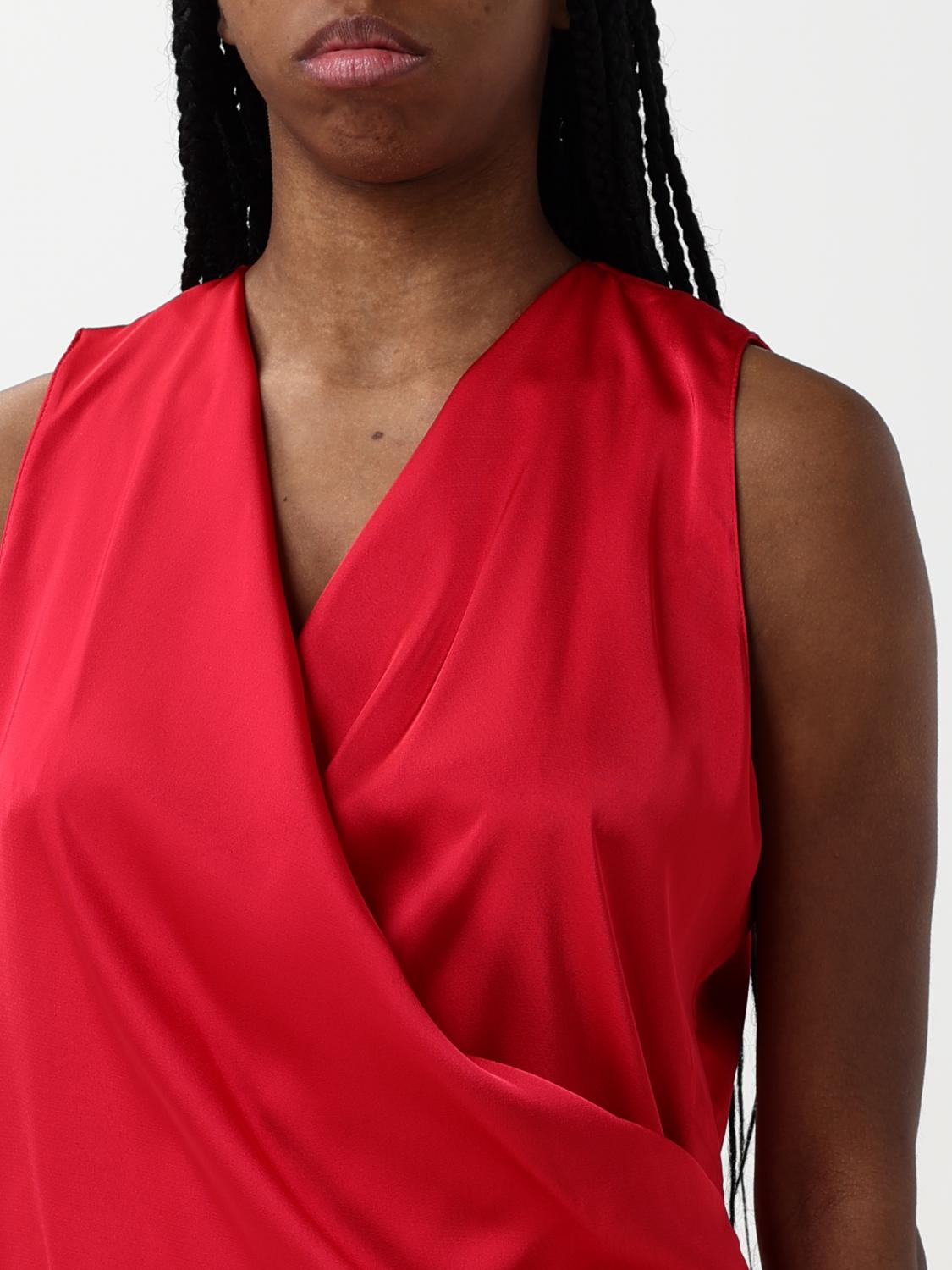 H COUTURE TOP: Blusa H Couture in crêpe , Rosso - Img 3